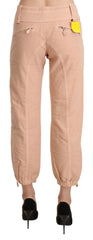 Ermanno Scervino Beige Mid Waist Cropped Cotton Trouser Pants
