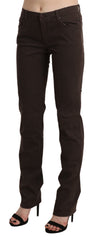 Ermanno Scervino Brown Mid Waist Skinny Slim Trouser Cotton Jeans