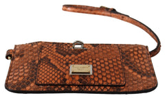 Dolce & Gabbana Brown Leather Coin Purse Wristlet Mirror AGNESE Wallet
