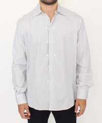Ermanno Scervino Elegant White and Gray Striped Cotton Shirt