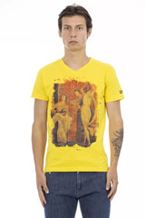 Trussardi Action Yellow Cotton Men V-Neck T-Shirt
