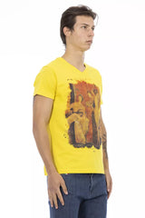 Trussardi Action Yellow Cotton Men V-Neck T-Shirt