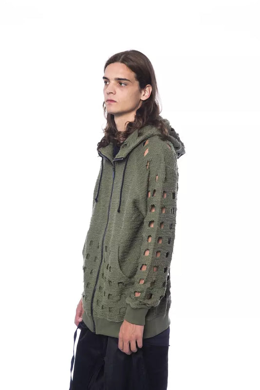 Nicolo Tonetto Army Cotton Men Sweater with Hood and Zip Closure