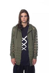 Nicolo Tonetto Army Cotton Men Sweater with Hood and Zip Closure