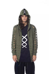 Nicolo Tonetto Army Cotton Men Sweater with Hood and Zip Closure