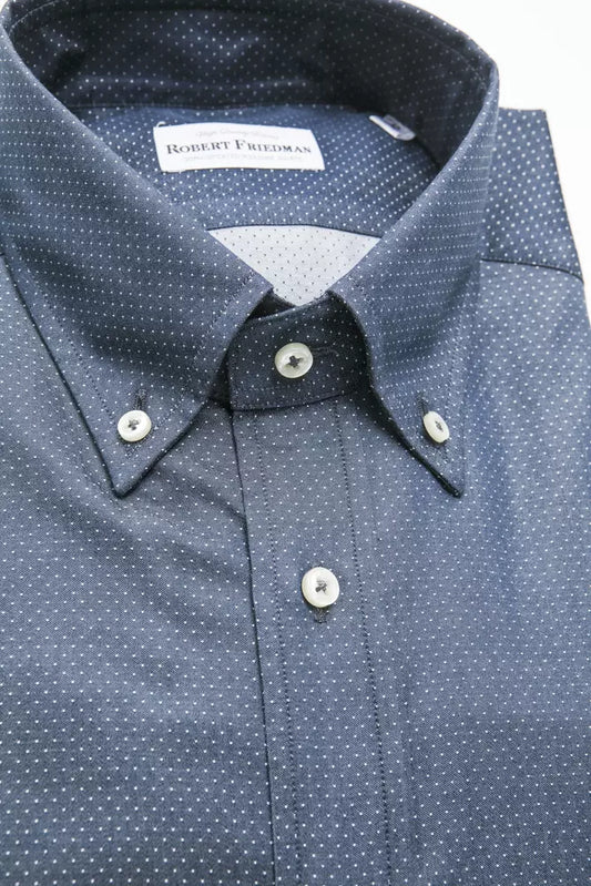 Robert Friedman "Blue Cotton Men Shirt with Button Down Design"