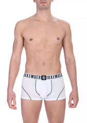 Bikkembergs White Cotton Men's Underwear Trunk Set