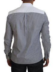 Dolce & Gabbana Slim Fit Striped Casual Shirt with Channel Motive