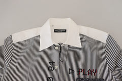 Dolce & Gabbana Slim Fit Striped Casual Shirt with Channel Motive