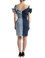 Dolce & Gabbana Elegant Two-Tone Blue Sheath Dress