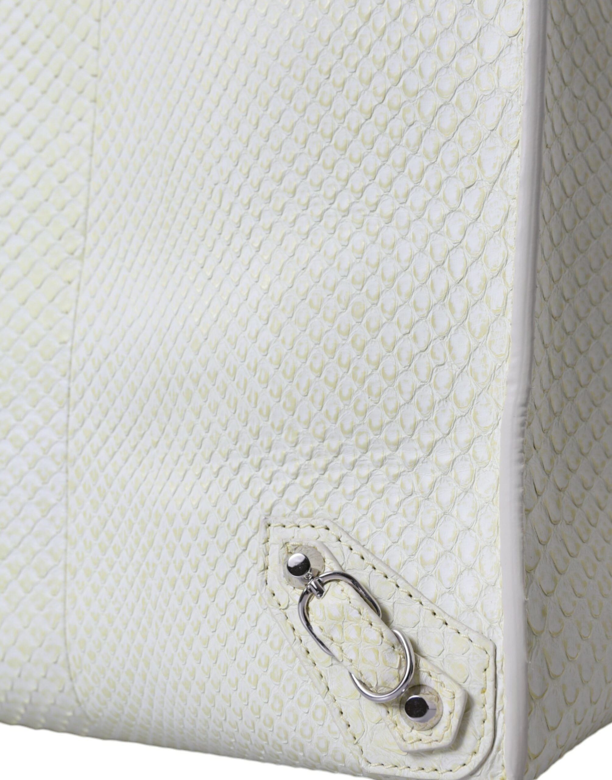Balenciaga White Yellow Exotic Skin Leather Shopping Tote PAPIER Bag