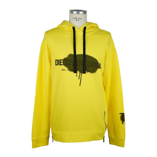 Diego Venturino Yellow Cotton Men's Hooded Sweater