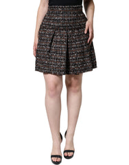 Dolce & Gabbana Multicolor High Waist Tartan Tweed A-line Mini Skirt