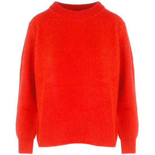 Malo Orange Cashmere Women Sweater with Ribbed Embroidery