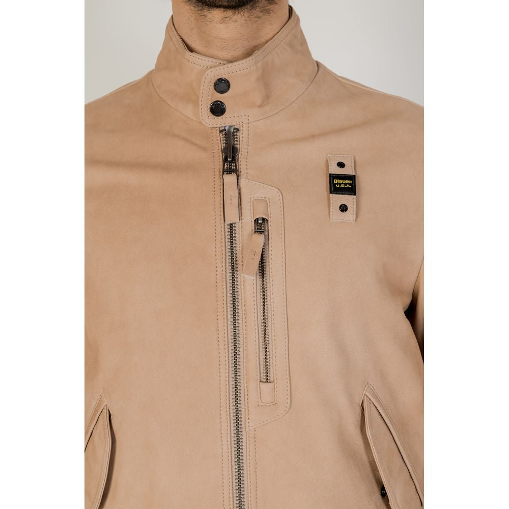 Blauer Beige Leather Jackets & Coat