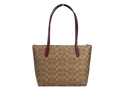 Signature Canvas Fiona Zip Tote Bag Brown