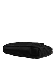 Black Leather Document Briefcase Top Handle Bag