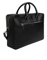 Black Logo Plaque Double Handle Messenger Bag