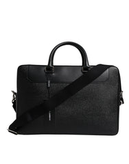 Black Logo Plaque Double Handle Messenger Bag