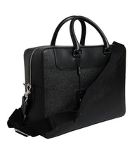 Black Logo Plaque Double Handle Messenger Bag