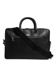 Black Logo Plaque Double Handle Messenger Bag