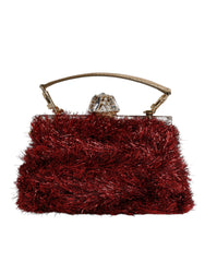Red Gold Chain VANDA Tinsel Crystals Evening Clutch Bag