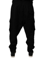 Black Cotton Jogger Cargo Sweatpants Pants