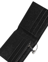 Black Green Leather DG Plaque Bifold Card Holder Wallet