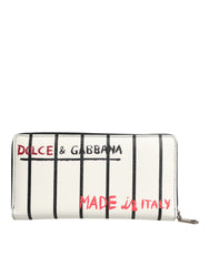 White Leather DG Crown Royals Continental Zip Around Wallet