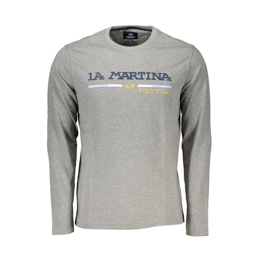 La Martina Gray Cotton Men T-Shirt
