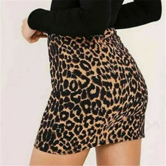 Sassy Leopard Print High Waist Bodycon Mini Skirt for Women