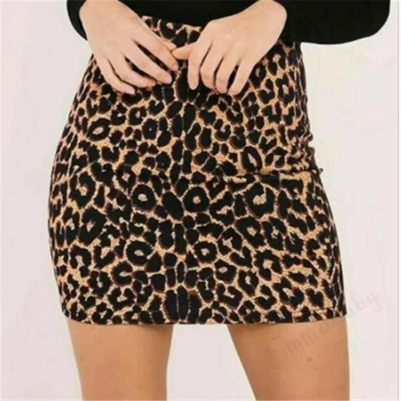 Sassy Leopard Print High Waist Bodycon Mini Skirt for Women