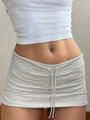 Chic Vintage Lace-Up Mini Skirt - Sexy Retro A-Line Casual Bottoms