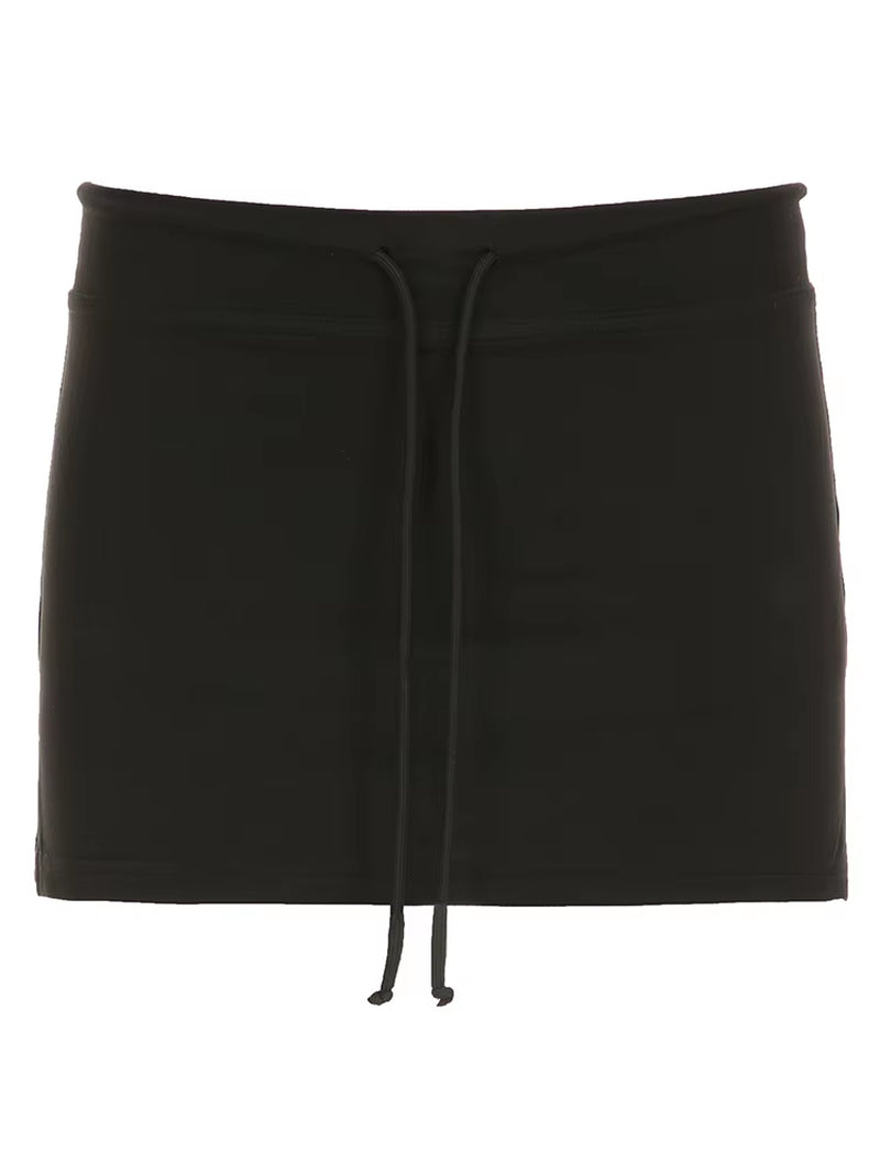 Chic Vintage Lace-Up Mini Skirt - Sexy Retro A-Line Casual Bottoms